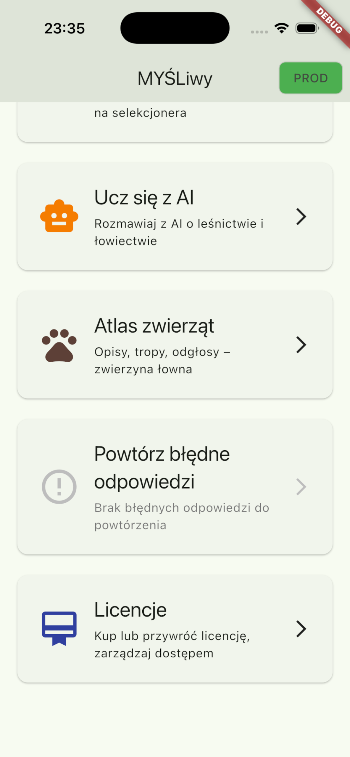 Ekran aplikacji MYŚLIwy